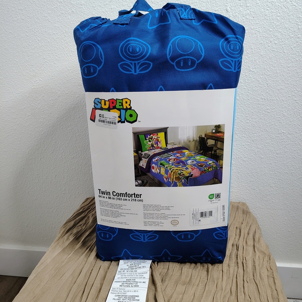 Nintendo Super Mario Twin Comforter Kids Bedding Blue 64x86 Soft - Picture 4 of 12